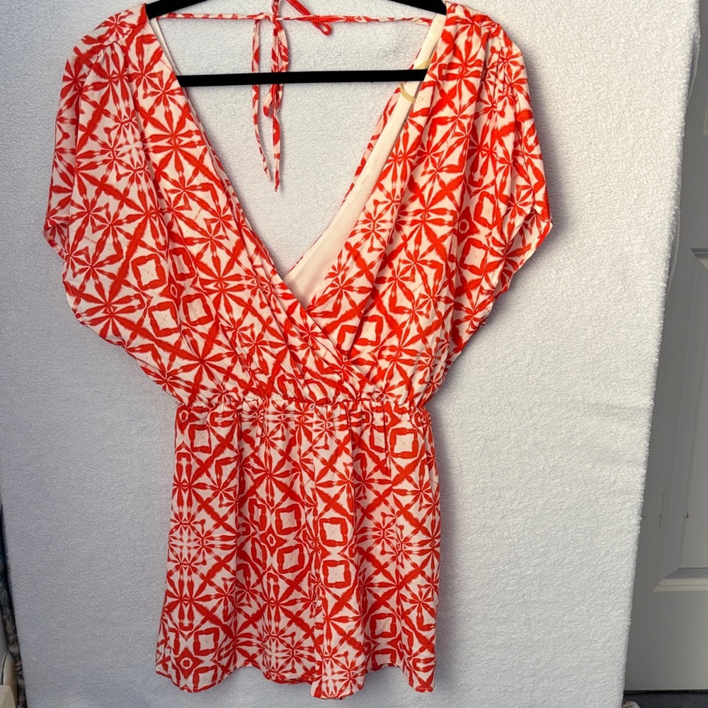 Charlotte Russe Red and White Patterned Garment